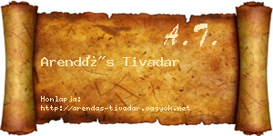 Arendás Tivadar névjegykártya